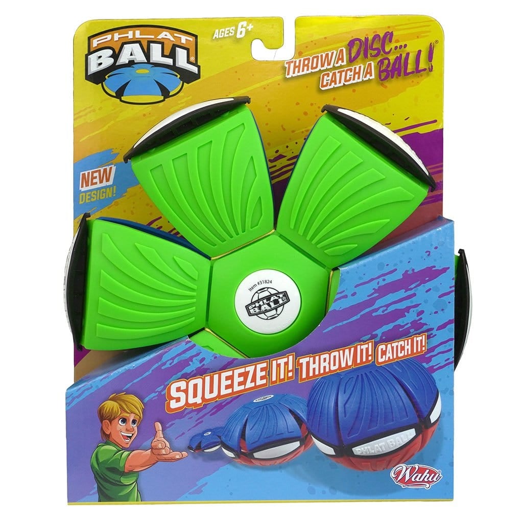 Green and Blue Wahu Phlat Ball V4 in packaging