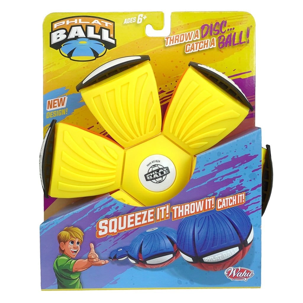 Yellow and Orange Wahu Phlat Ball V4 in packaging